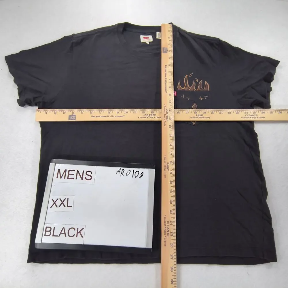 Levis Casual Short Sleeve Crew Neck Graphic T-Shirt Adult Mens Size 2XL Black